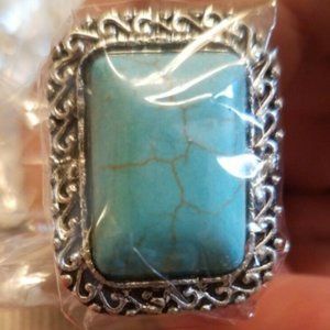 Silver and Turquoise Ring Adjustable Style 4